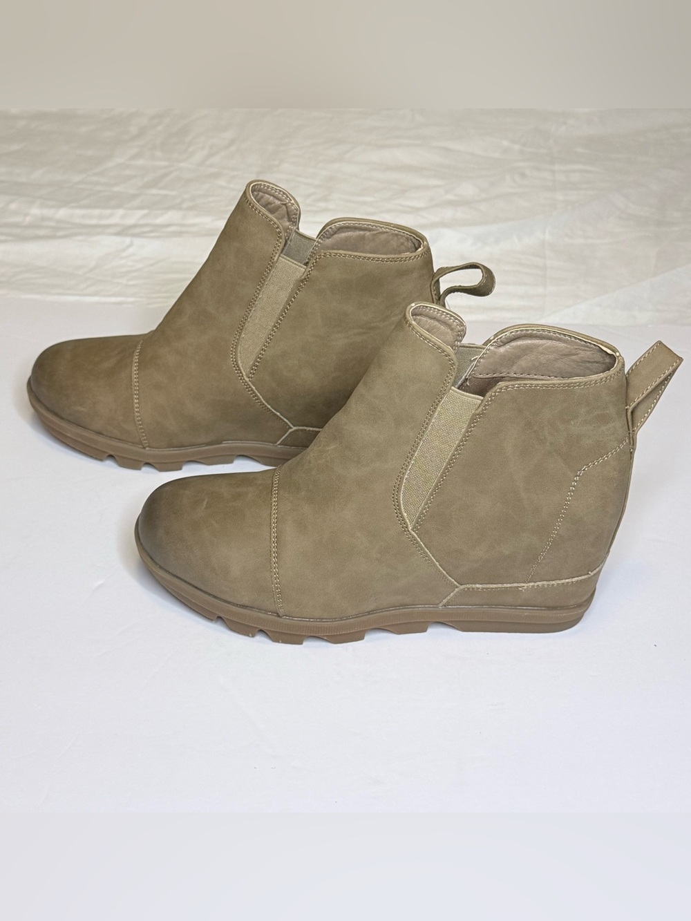 Athlefit Women's Wedge Boots Comfortable Ankle Wedge Brown Booties Size 8